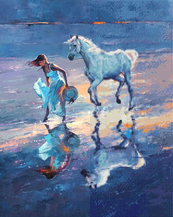 Διαμαντένια ταπετσαρία - Άρωμα θάλασσας, 40x50 cm
