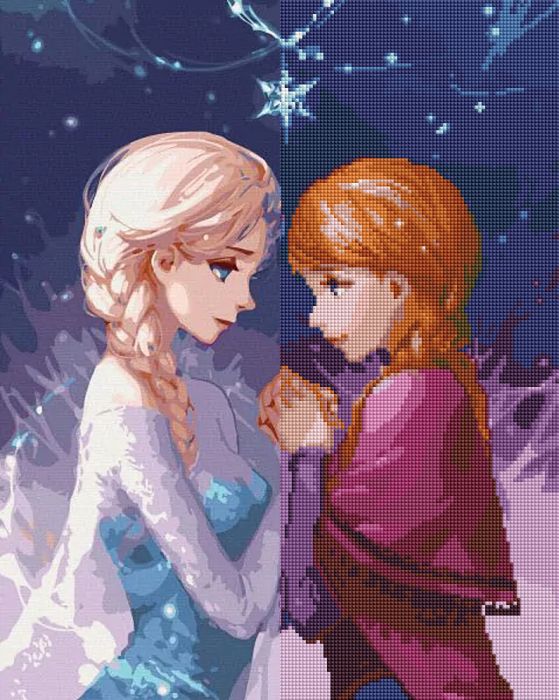 Διαμαντένια ταπετσαρία - Elsa and Anna, 40x50cm