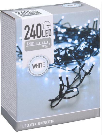 Χριστουγεννιάτικα φωτάκια LED, λευκό φως, 240 LED, 18μ